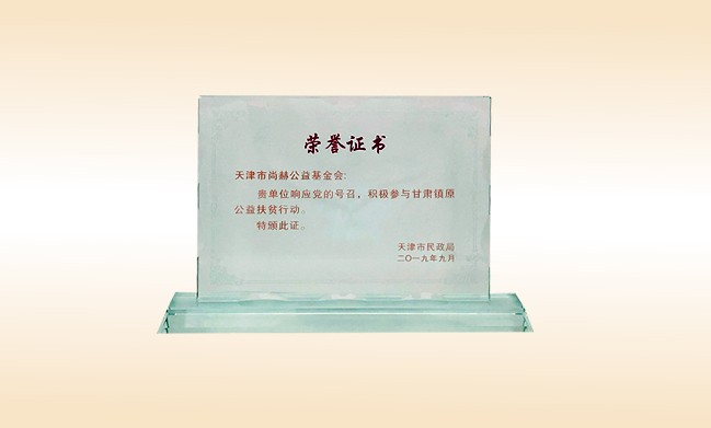 2019年9月-佳博官方网站公益基金会荣获-天津市民政局颁发的荣誉证书